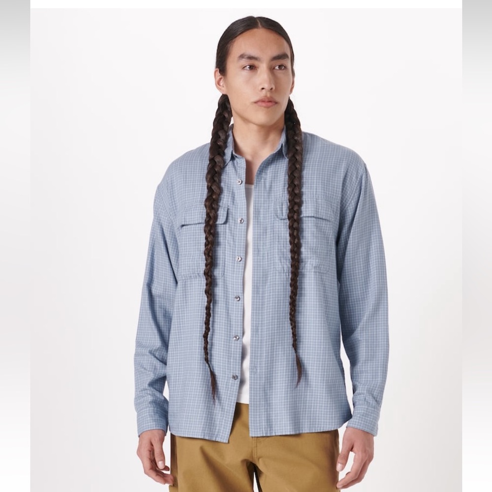 NWT Blue and white checkered button up shirt